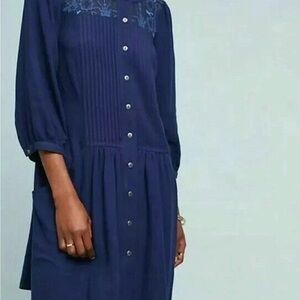 Anthropologie  DUBOIS EMBROIDERED pleated TUNIC DRESS NWT